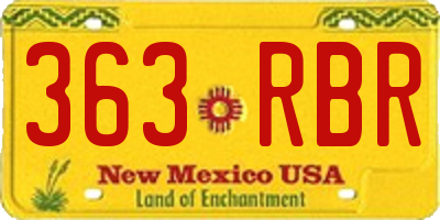 NM license plate 363RBR