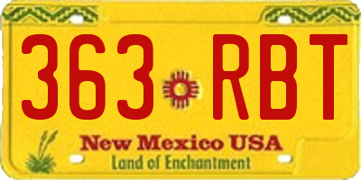 NM license plate 363RBT