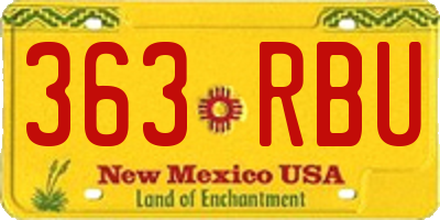 NM license plate 363RBU