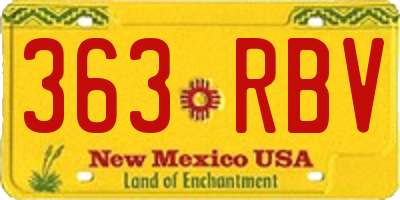 NM license plate 363RBV