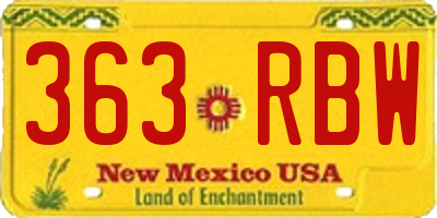 NM license plate 363RBW