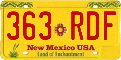 NM license plate 363RDF