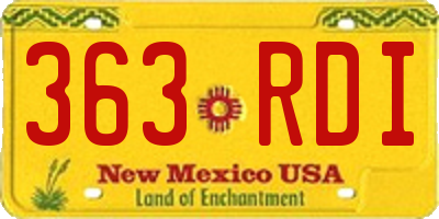 NM license plate 363RDI