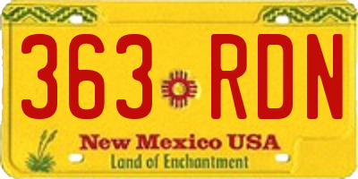 NM license plate 363RDN