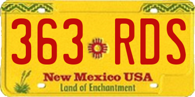 NM license plate 363RDS
