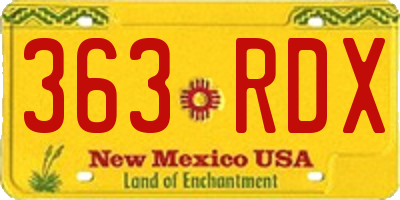 NM license plate 363RDX