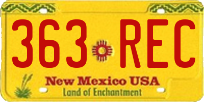 NM license plate 363REC
