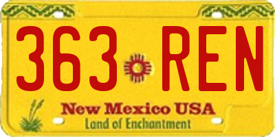 NM license plate 363REN