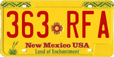 NM license plate 363RFA