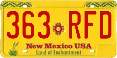 NM license plate 363RFD