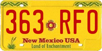 NM license plate 363RFO