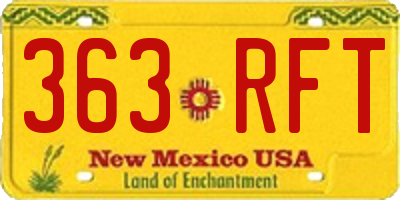 NM license plate 363RFT