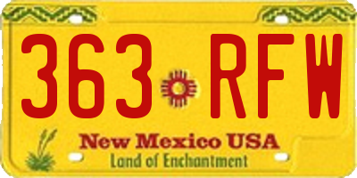 NM license plate 363RFW