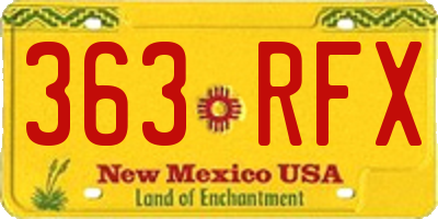 NM license plate 363RFX