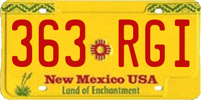 NM license plate 363RGI