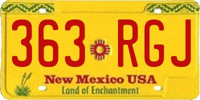 NM license plate 363RGJ