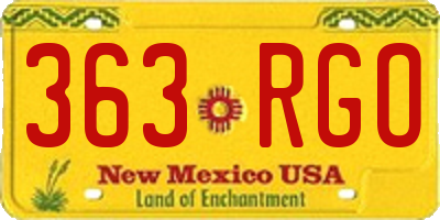 NM license plate 363RGO