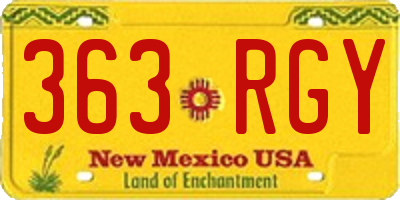 NM license plate 363RGY