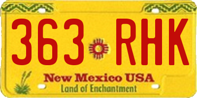 NM license plate 363RHK