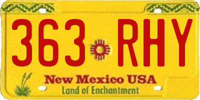 NM license plate 363RHY