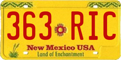 NM license plate 363RIC