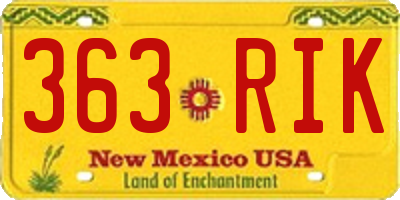 NM license plate 363RIK