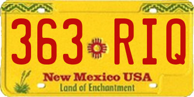 NM license plate 363RIQ