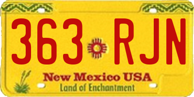NM license plate 363RJN