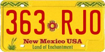 NM license plate 363RJO