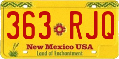 NM license plate 363RJQ