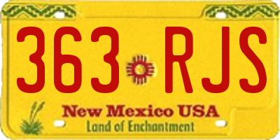 NM license plate 363RJS