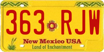 NM license plate 363RJW