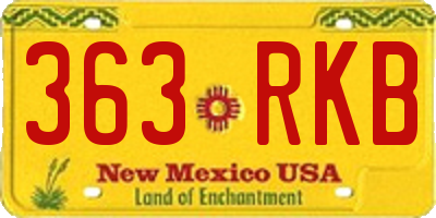 NM license plate 363RKB