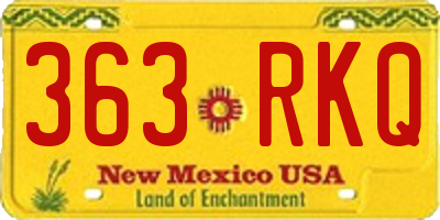 NM license plate 363RKQ