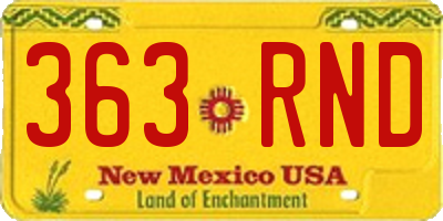 NM license plate 363RND