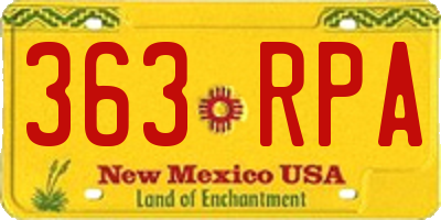NM license plate 363RPA