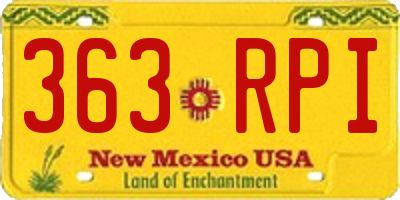 NM license plate 363RPI