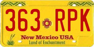 NM license plate 363RPK