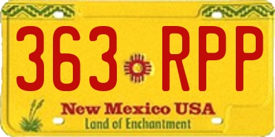 NM license plate 363RPP