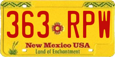 NM license plate 363RPW