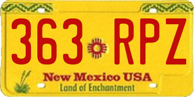 NM license plate 363RPZ