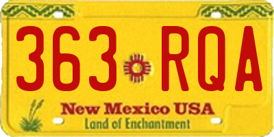 NM license plate 363RQA