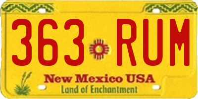 NM license plate 363RUM