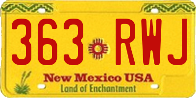 NM license plate 363RWJ