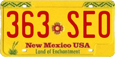 NM license plate 363SEO