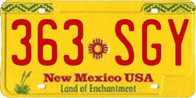 NM license plate 363SGY