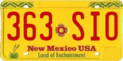 NM license plate 363SIO