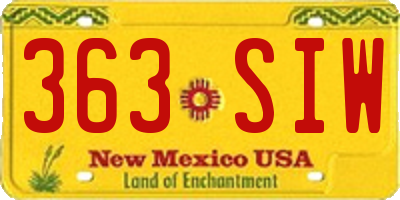 NM license plate 363SIW