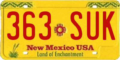 NM license plate 363SUK