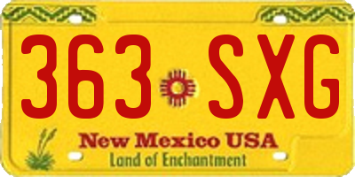 NM license plate 363SXG